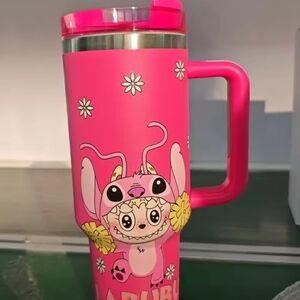 Hot Pink Cartoon Character Travel Mug